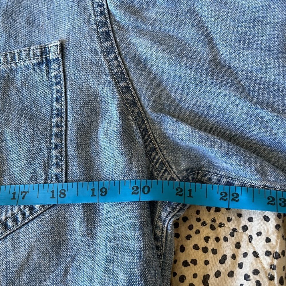 Vintage Liz Claiborne Denim Jean Lace Up Y2K collared Shirt Blouse Top Retro - Picture 6 of 7